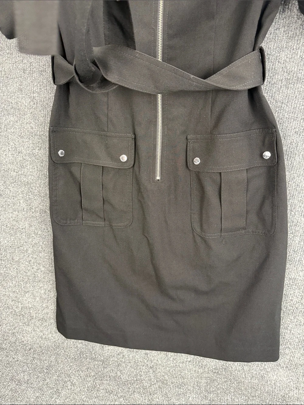 Michael Kors Black Utility Shirt Dress Midi Dress with Belt Small NWOT